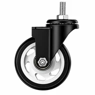 Rodizio Espiga Giratorio 75mm PVC Rosca M12 Sem Trava Preto