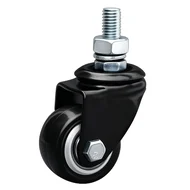 Rodizio Espiga Giratorio 50mm PVC Rosca M10 Sem Trava Preto
